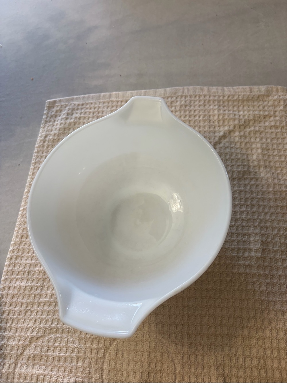 Pyrex White Glass Mixing Bowl with Handles